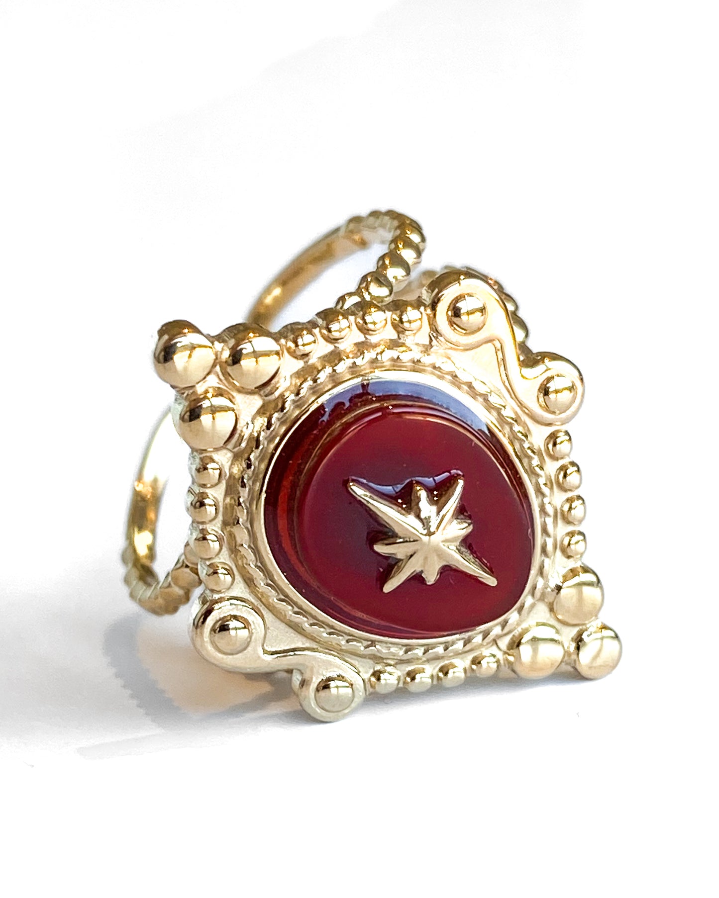 Bague Baroque Agate Rouge