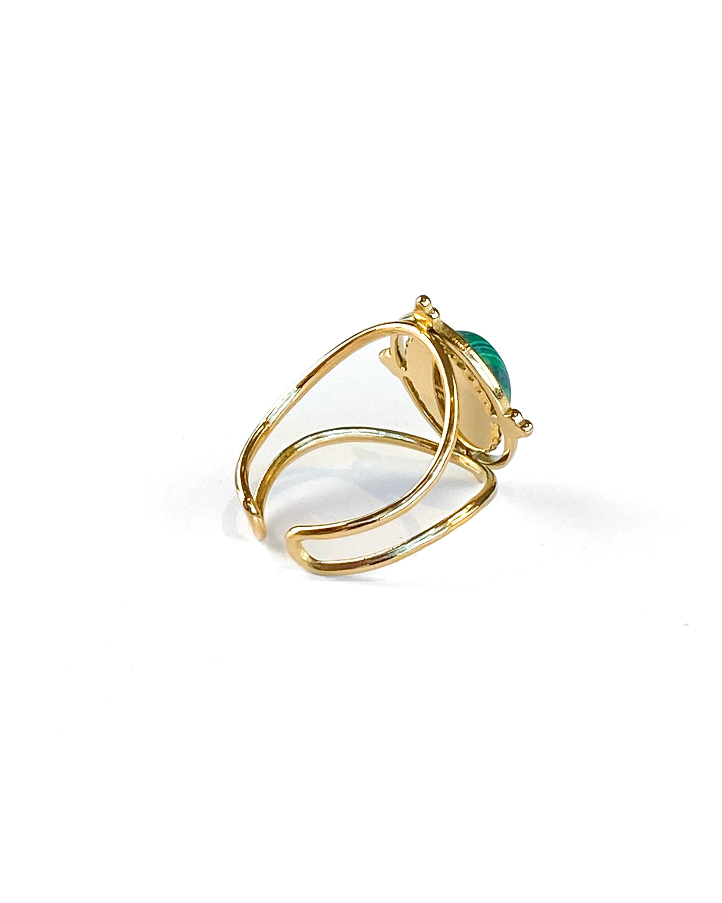 Bague Ajustable Médaillon Malachite