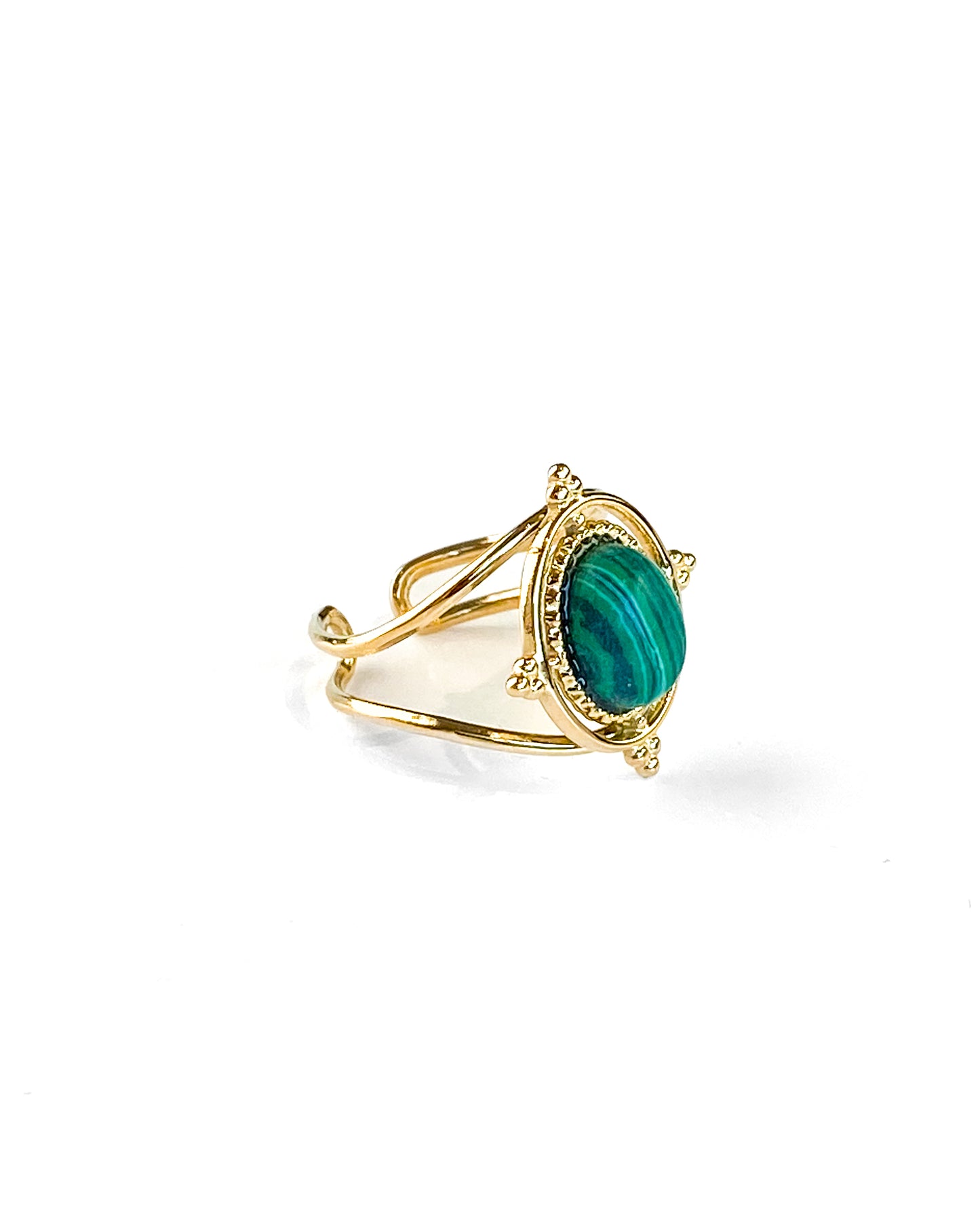 Bague Ajustable Médaillon Malachite