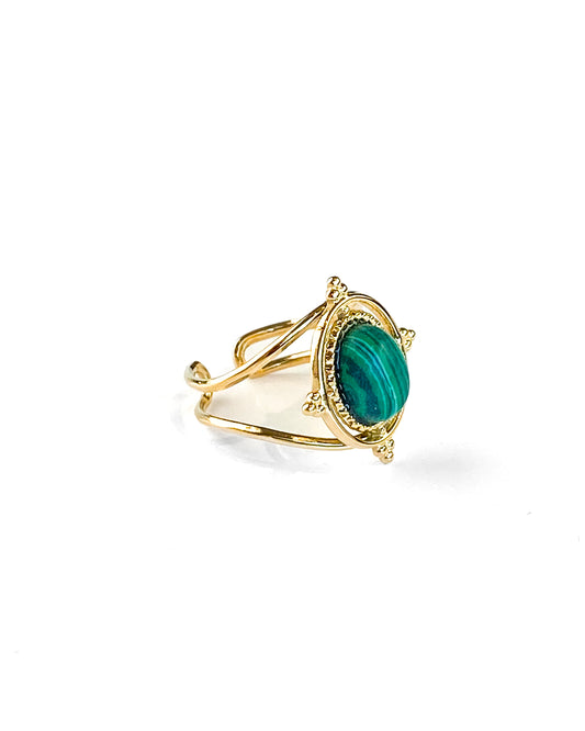 Bague Ajustable Médaillon Malachite