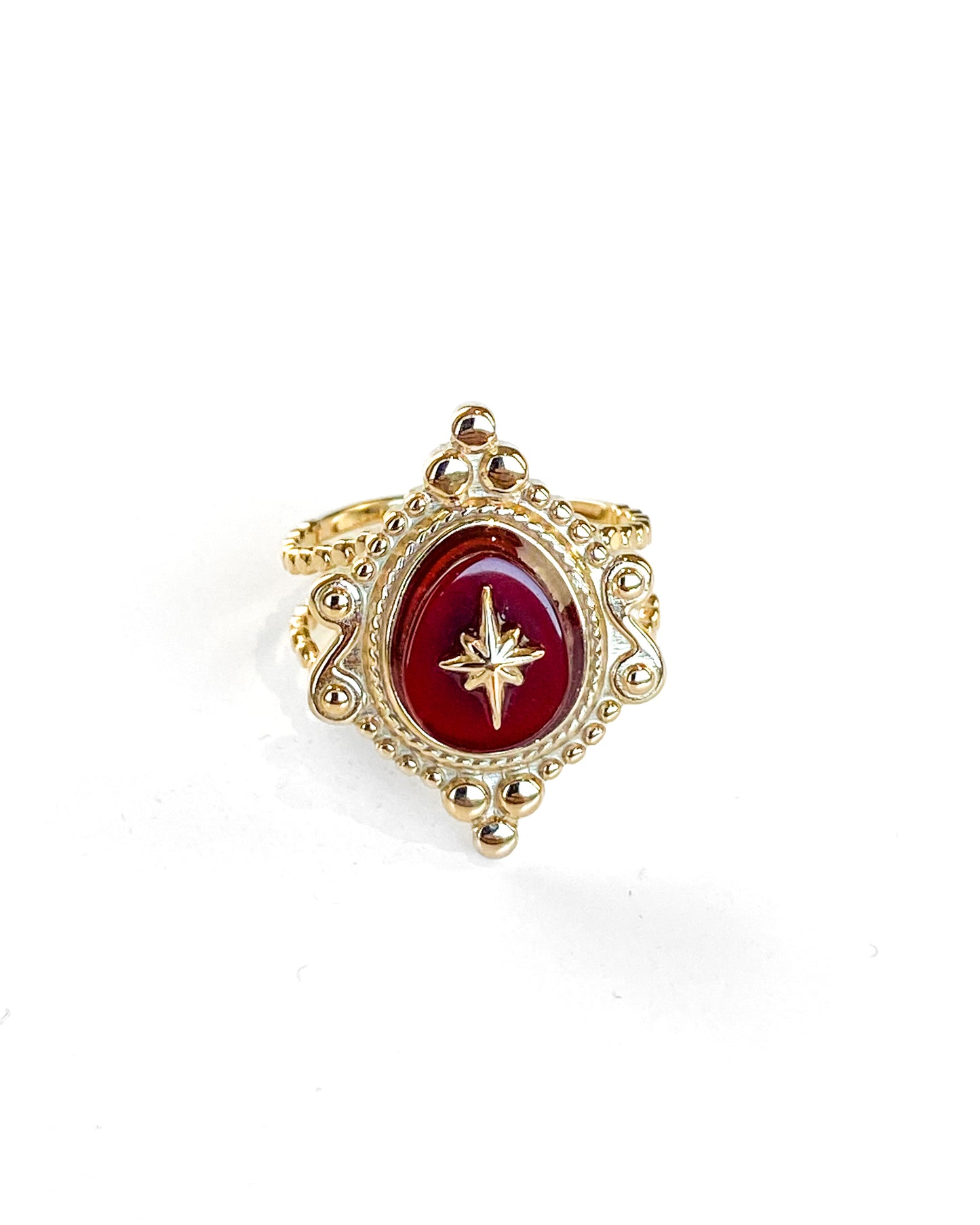 Bague Baroque Agate Rouge