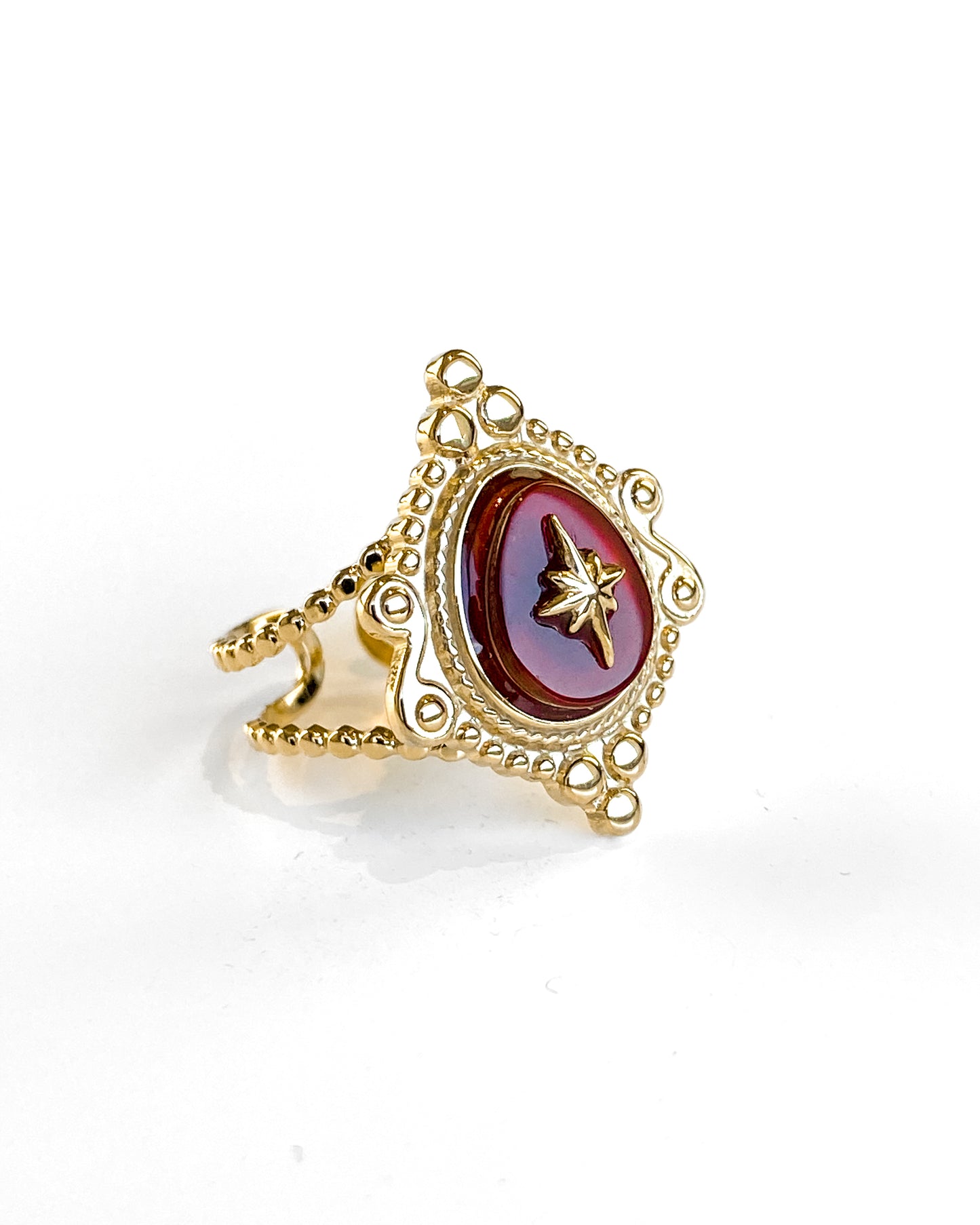 Bague Baroque Agate Rouge