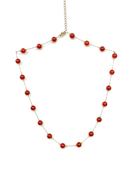 Collier Princesse Perle Agate Rouge