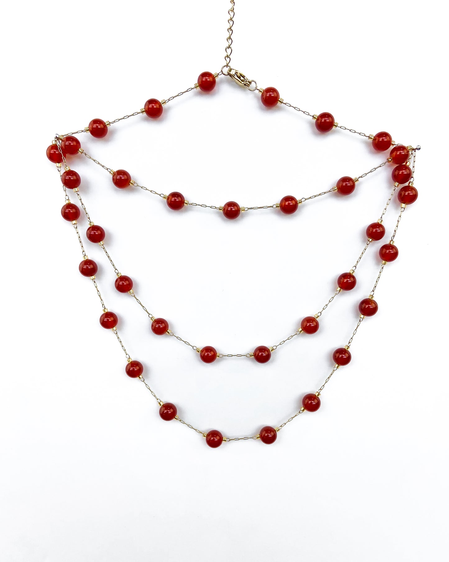 Collier Sautoir Agate Rouge