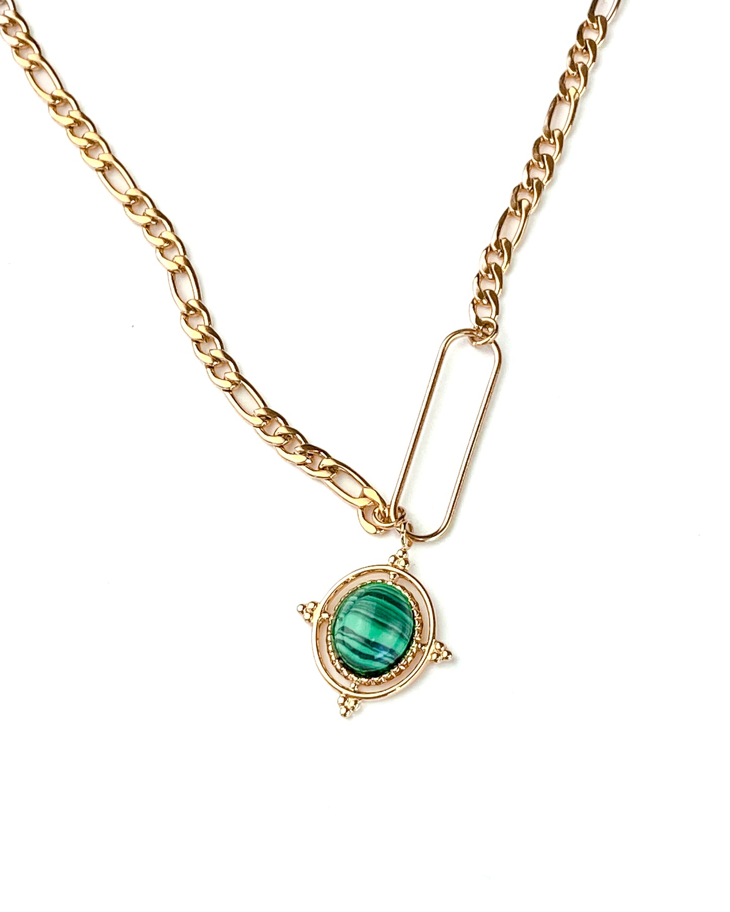 Collier Chaine Médaillon Malachite