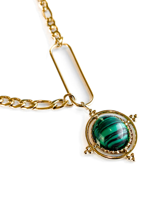 Collier Chaine Médaillon Malachite