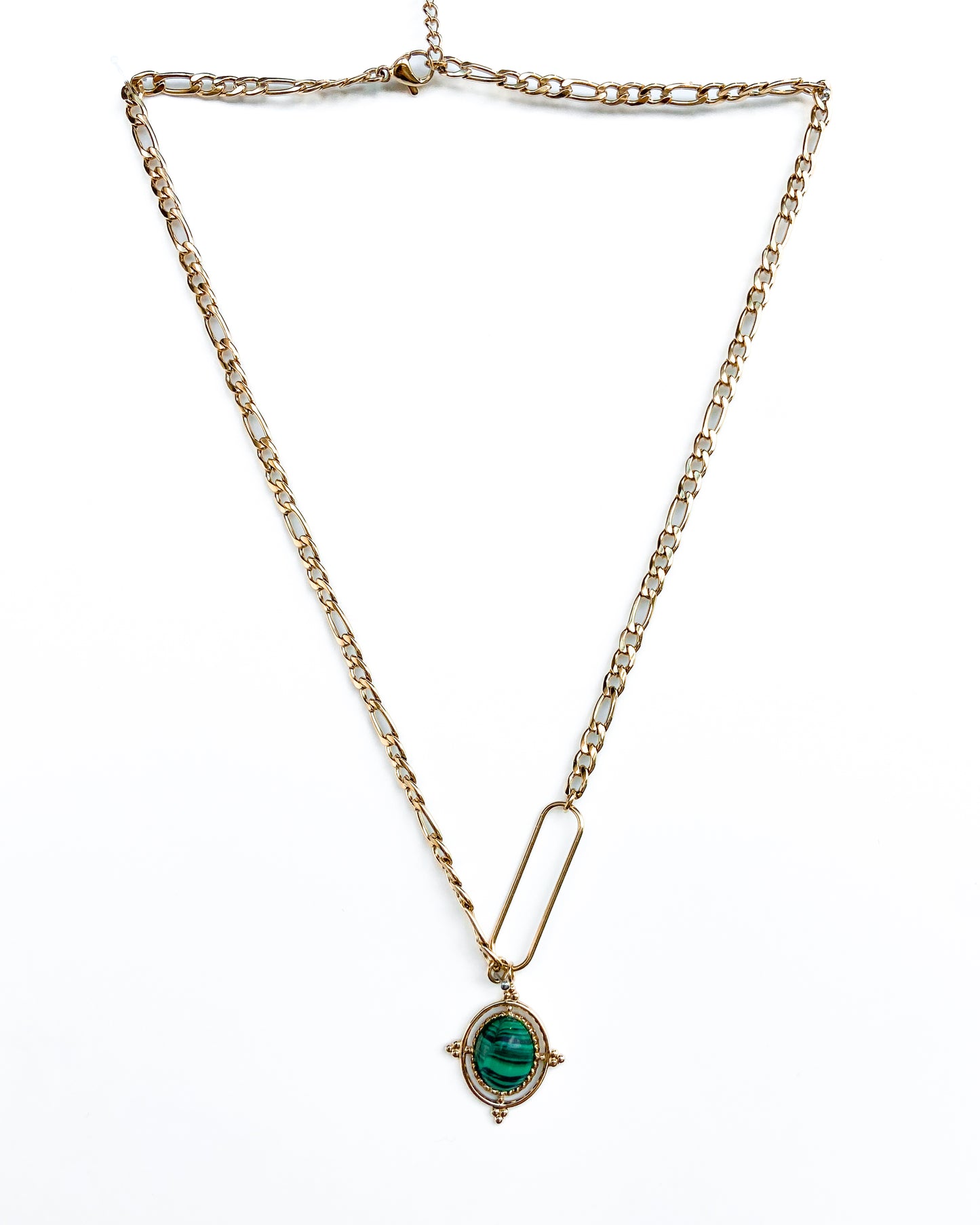 Collier Chaine Médaillon Malachite