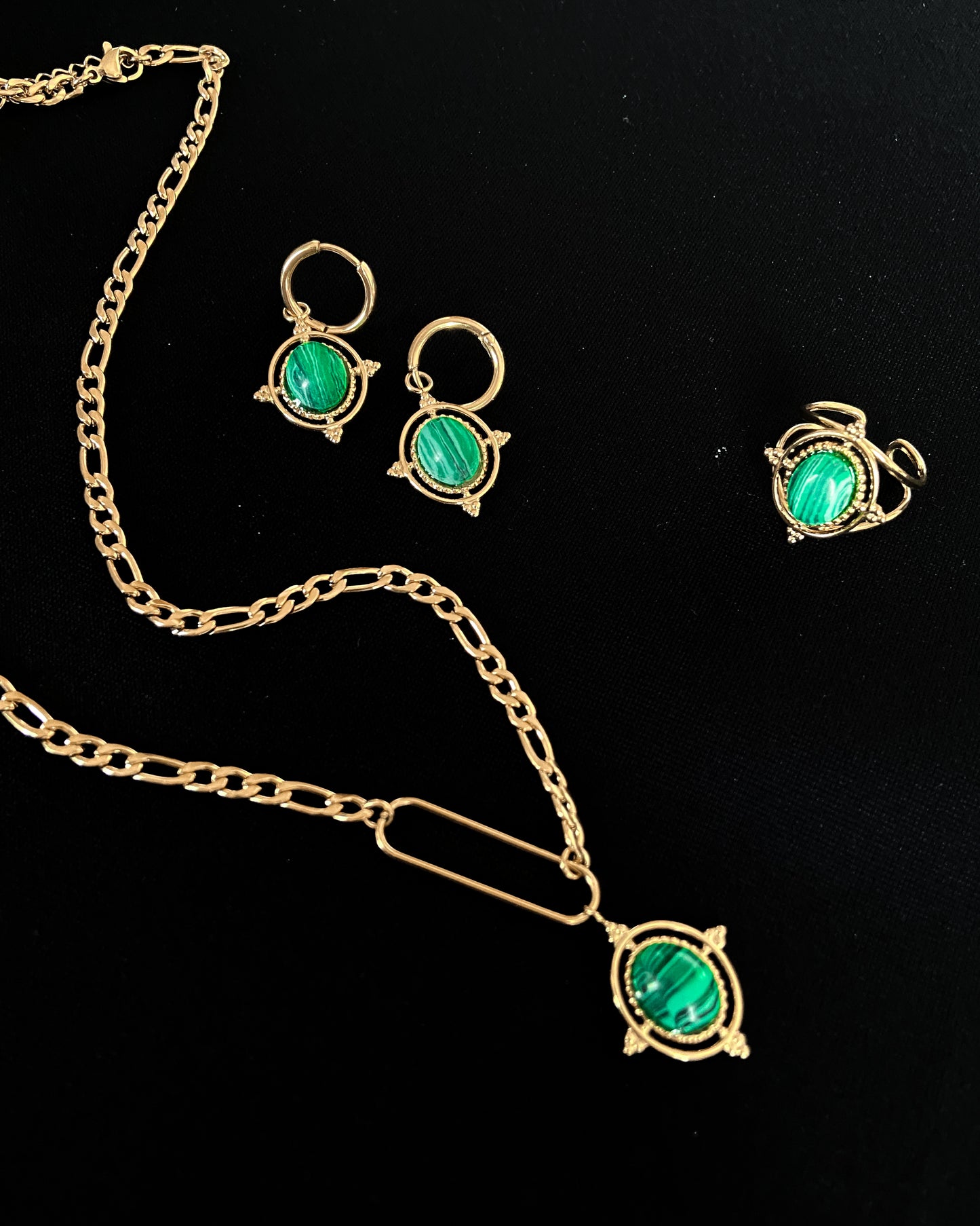 Collier Chaine Médaillon Malachite