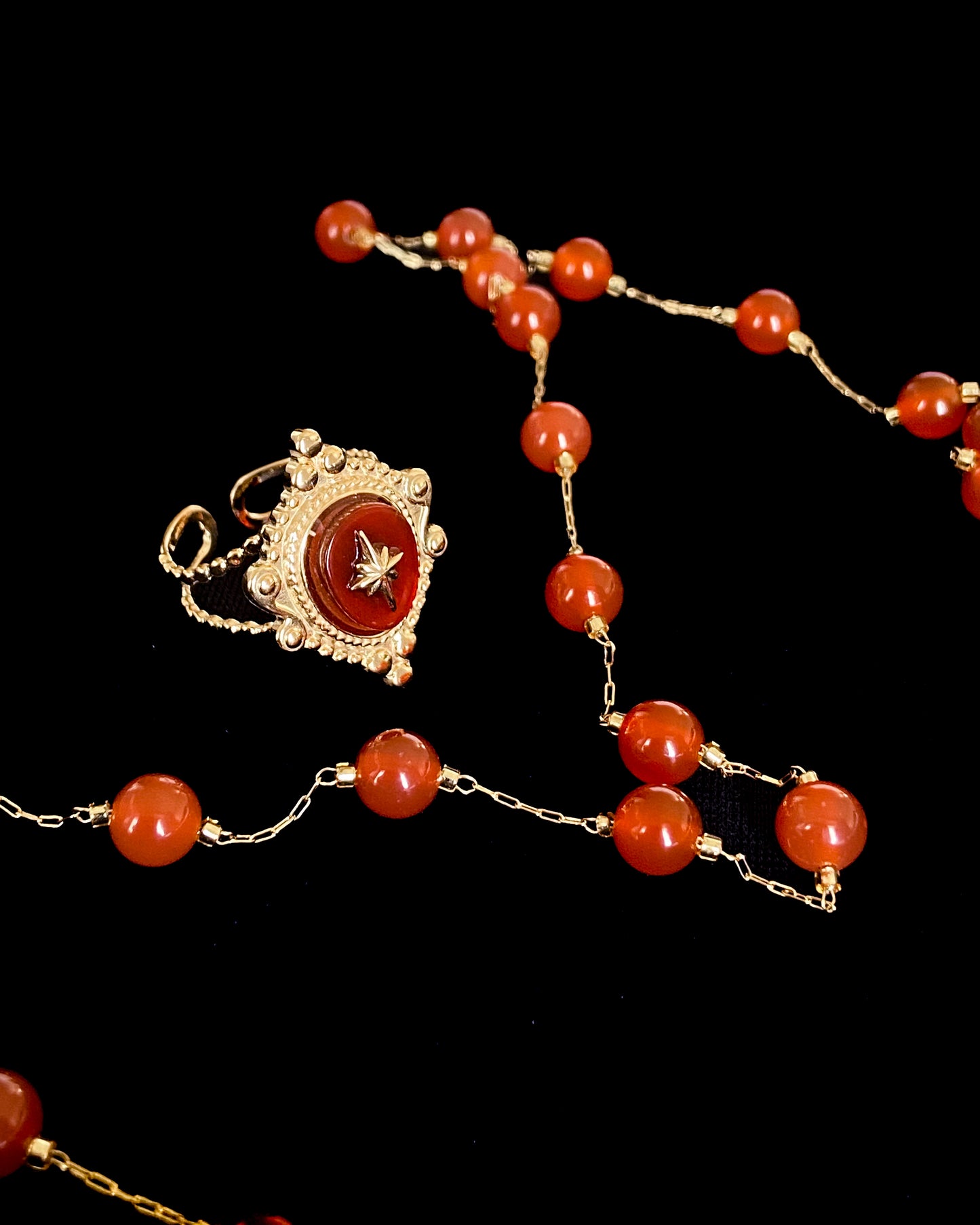 Collier Sautoir Agate Rouge