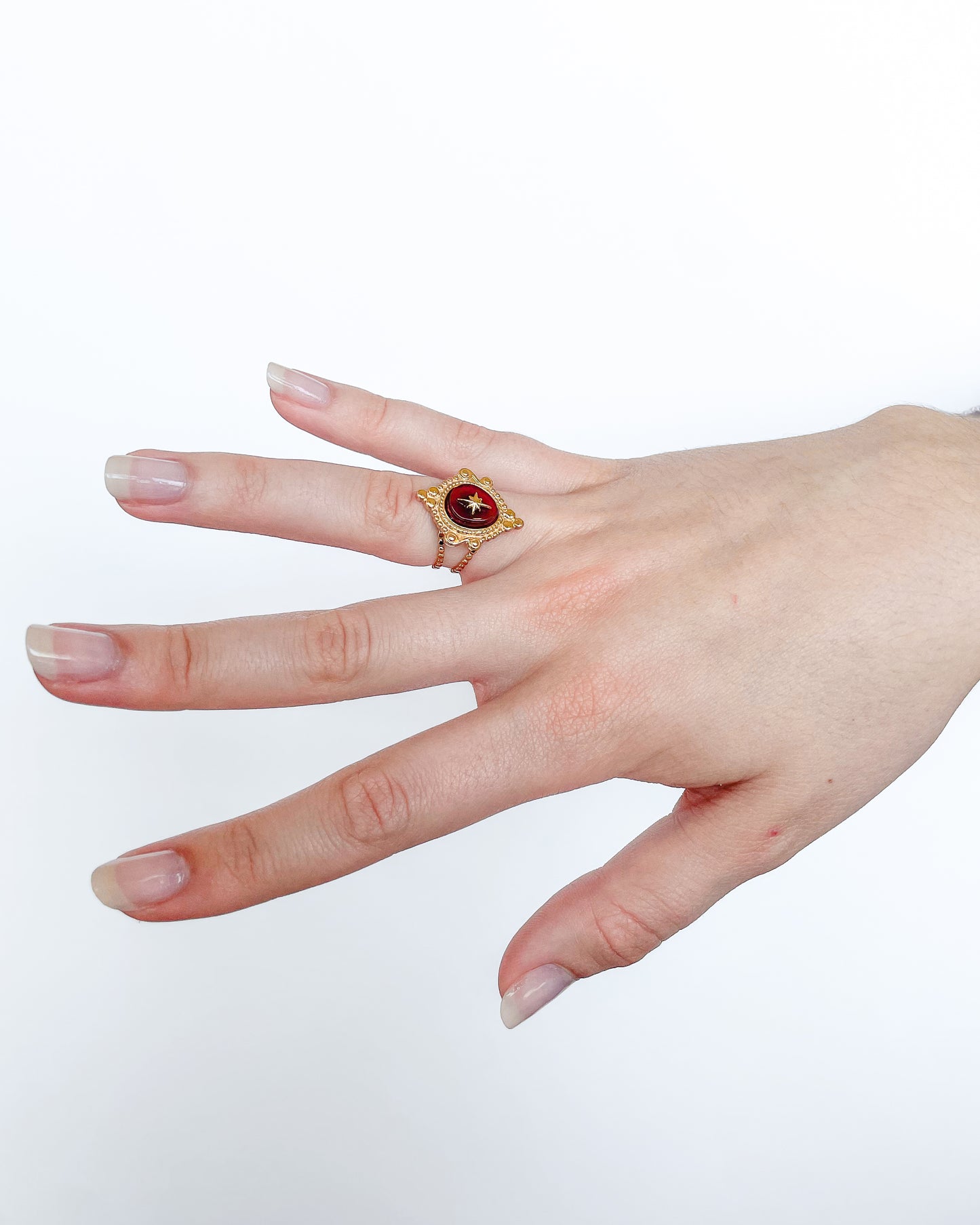 Bague Baroque Agate Rouge