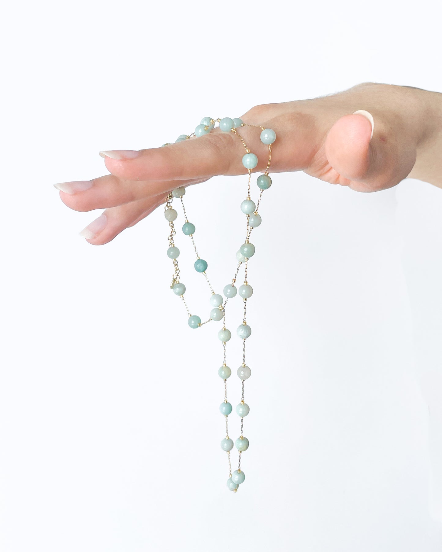 Collier Sautoir Perle d'Amazonite