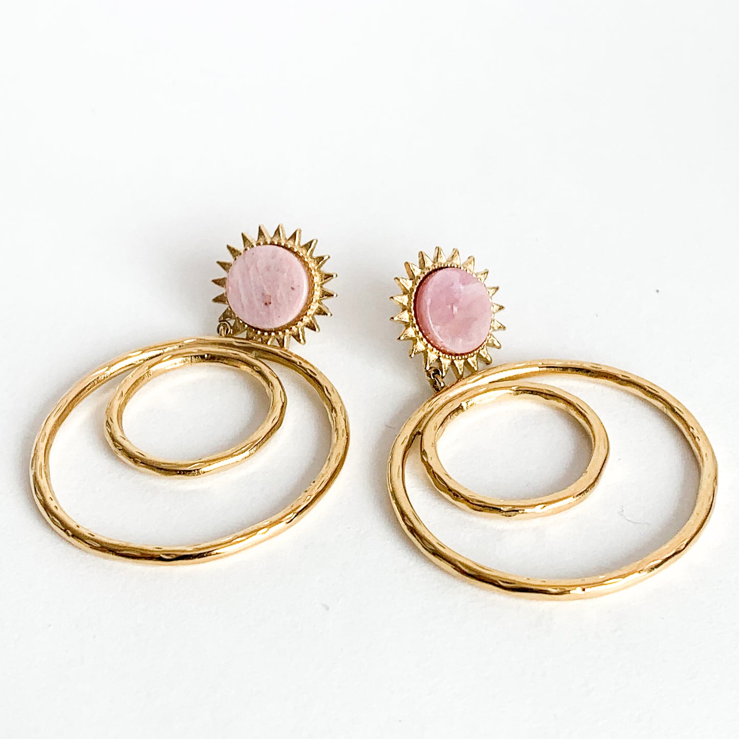 Boucles d'Oreille Soleil Rhodonite Rose