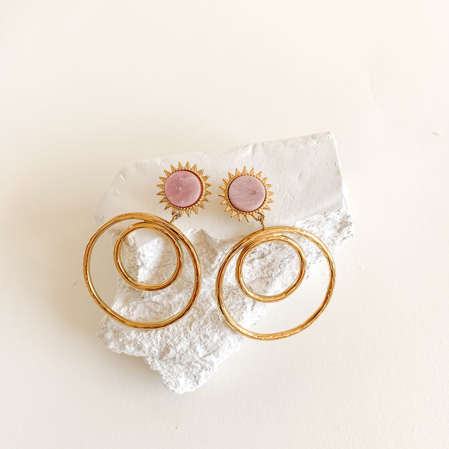 Boucles d'Oreille Soleil Rhodonite Rose