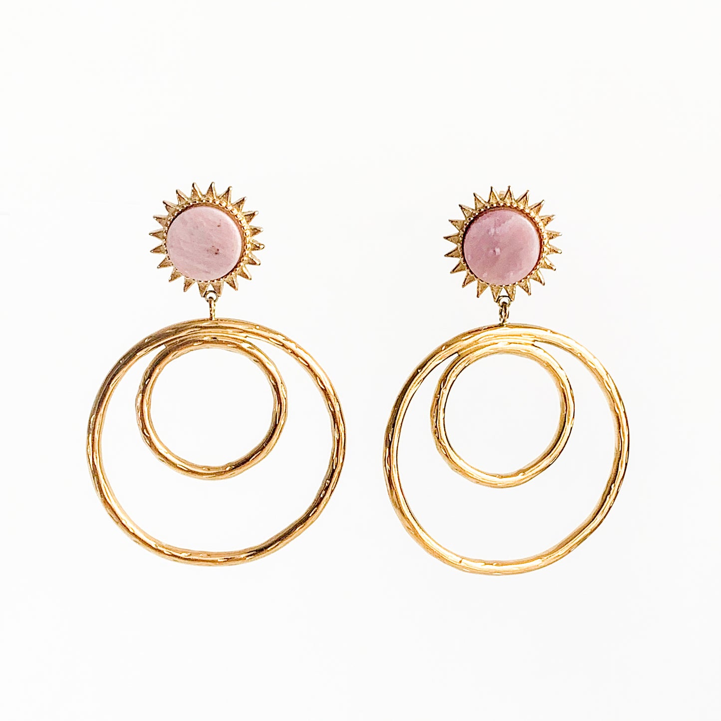 Boucles d'Oreille Soleil Rhodonite Rose