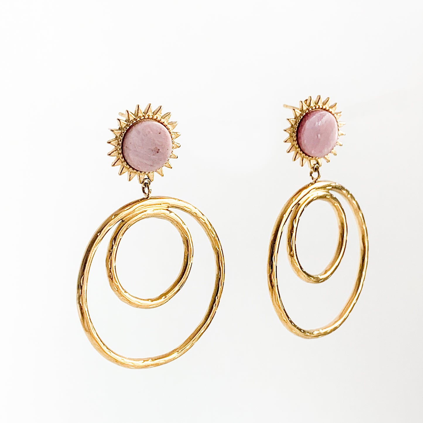 Boucles d'Oreille Soleil Rhodonite Rose